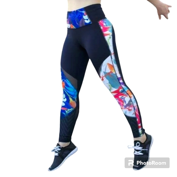 Athleta blu tropical precision legging high rise mesh details size M - Picture 3 of 14